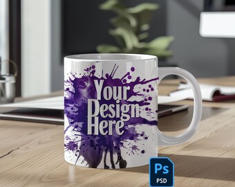 Office Mug Mockup PSD White Blank Coffee Mug Mockup PSD Coffee Mug Mock Up Smart Object Mug Mockup 11oz Sublimation Mug Coffee Template 1