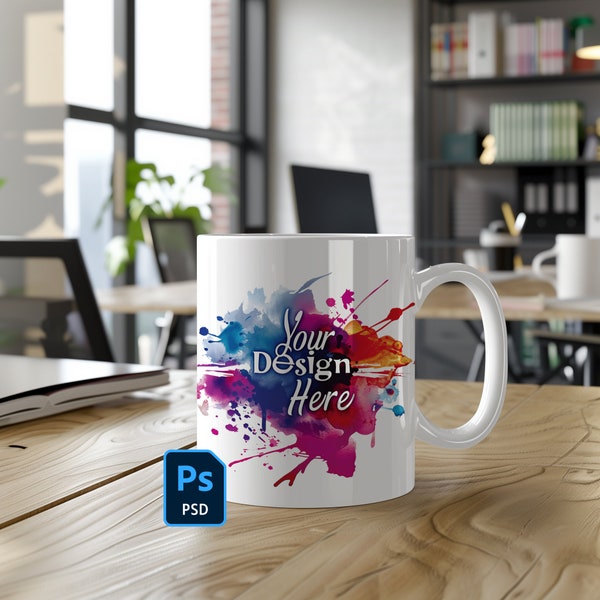 Office Mug Mockup PSD White Blank Coffee Mug Mockup PSD Coffee Mug Mock Up Smart Object Mug Mockup 11oz Sublimation Mug Coffee Template 2