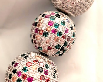 18mm Micro Pave Cubic Zirconia Round Beads