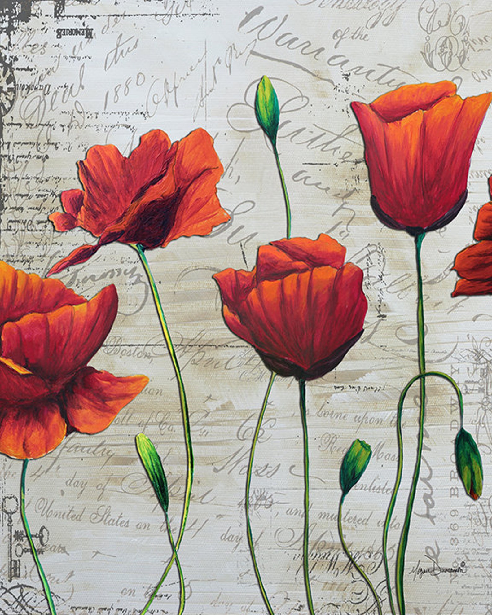 Signed Floral Poppy Giclee Print Set of 3 Signed Poppies | Etsy