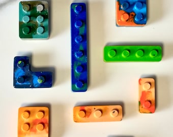 Conjunto de crayones de bloques de Lego personalizado (9 crayones), crayón personalizable, crayón de bloques de construcción, crayón de bloques de Lego, regalo, favor de fiesta