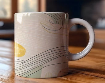 Boho abstrait, Mug à motif, peinture d'art, tasse de café et de thé, cadeau pour elle lui, cadeau d'anniversaire pour elle lui, cadeau d'anniversaire, coloré