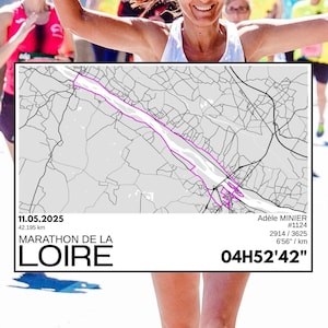 Diplôme carte souvenir running course à pied parcours GPX 42km Marathon de la Loire 2025