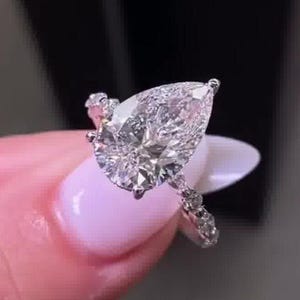 4 CT Pear Cut Moissanite Engagement Ring Hidden Halo Wedding Bridal Ring Pave Setting Promise Ring Anniversary Gift Ring For Her