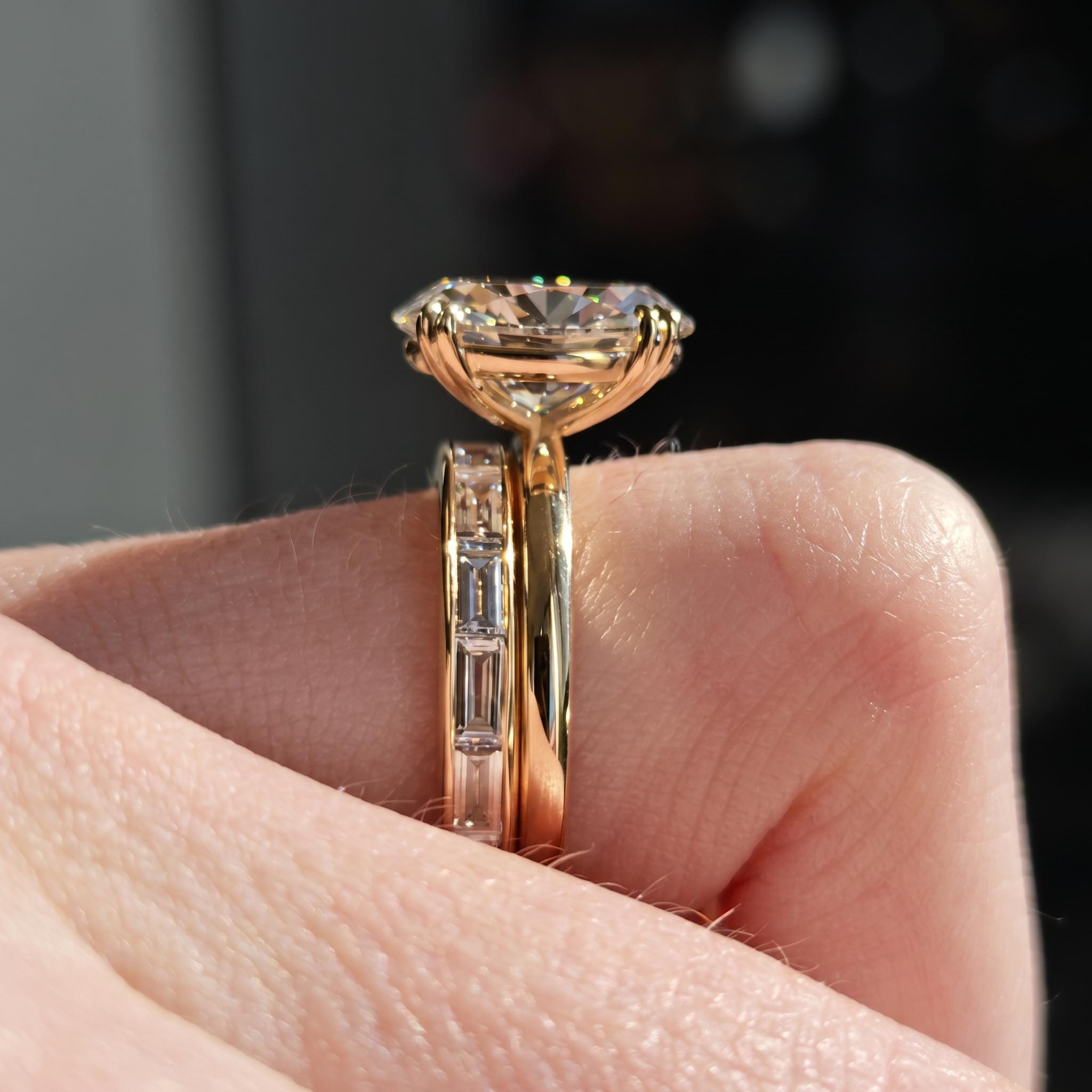 3 CT Oval Cut Moissanite Bridal Set – Solid Gold Engagement Ring With ...