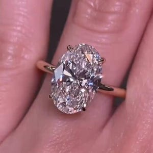 3.5 CT Oval Cut Moissanite Engagement Ring, Hidden Halo Oval Ring, Solid Yellow Gold Ring, Wedding Ring, Solitaire Anniversary Ring for Her