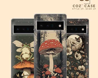 Dreamy Cottagecore Telefoonhoesje Trippy Shrooms Cover voor Google Pixel 8A, 8Pro, 7A, 7Pro, 6A, iPhone 15, 14, 13, Samsung Galaxy S24 S23 fe A15