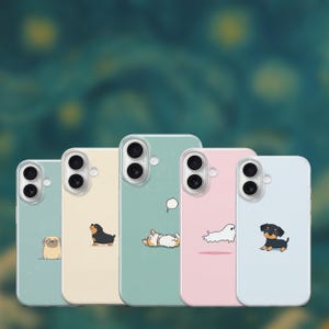 Süße Hund Cartoon Handyhülle Pastell Minimal Cover für iPhone 16 15 14 13 Samsung Galaxy A56 A55 A36 S22 Google Pixel 9 Pro XL 8