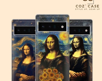 Davinci Gogh Phone Case Starry Night Cover for Google Pixel 8A, 8Pro, 7A, 7Pro, 6A, iPhone 15, 14, 13, Samsung Galaxy S24 S23 Fe A15 A54 A12