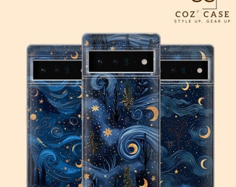 Vincent Gogh Phone Case Starry Night Cover for Google Pixel 8A, 8Pro, 7A, 7Pro, 6A, iPhone 15, 14, 13, Samsung Galaxy S24 S23 Fe A15 A54 A12
