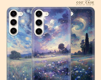 Post Impressionismus Handy Hülle Sternennacht Hülle für Samsung Galaxy S24Ultra, S23, S22 A15 A14 A54 A53 A34 iPhone 15 14 13 Google Pixel 8 7