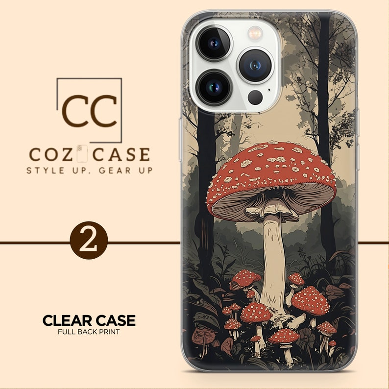 AestheticCosmee Cottage Handyhülle Trippy Mushrooms Abdeckung für iPhone 15 14 13 12 Pro 11 Xr Se 7 8 Samsung S23 S22 A73 A53 A13 A Pixel 8A, 8Pro Bild 3