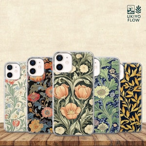 Detailed Leaves Phone Case Art Nouveau Cover for iPhone 17/16/15/14/13/12/11/8/7/6 Samsung A26/A55/A56/S25/S24/S23/S22 Google Pixel 10/9/8/7