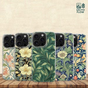 Coque de portable style ancien avec motif botanique pour iPhone 17/16/15/14/13/12/11/8/7/6 Samsung A26/A55/A56/S25/S24/S23 Google Pixel 10/9/8/7