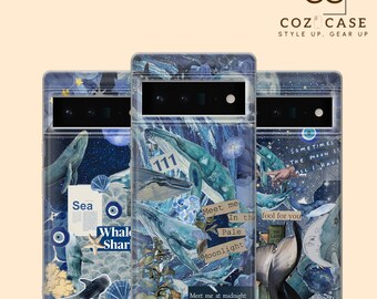 Humpback Whale Phone Case Cute Shark Cover for Google Pixel 8A, 8Pro, 7A, 7Pro, 6A, iPhone 15, 14, 13, Samsung Galaxy S24 S23 Fe A15 A54 A12