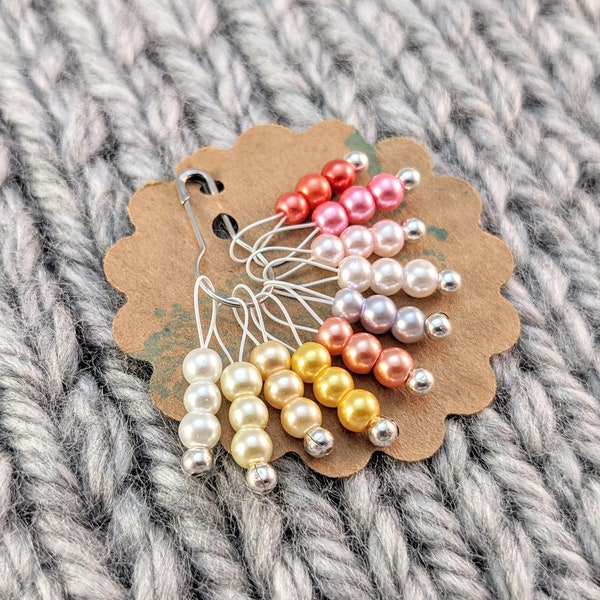 Snag Free Stitch Markers - Extra Small Set of 10 - J26 - Shades of Purple Pink and Yellow - Fits up to Size US 4 (3.5mm) Knitting Needles