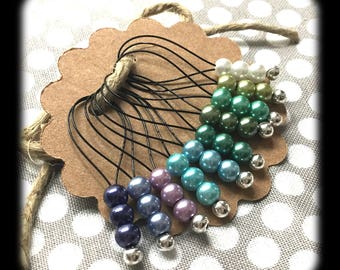 Snag Free Stitch Markers - Large Set of 10 - N49 - Shades of Purple Blue and Green - Fits up to Size US 17 (12.75mm) Knitting Needles