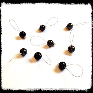 White Glass Pearls N43 Snag Free Stitch Markers Large Set of 8 12.75 Fits up to size US 17 Knitting Needle