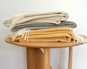 Large Soft Cotton Herringbone Throw Blanket