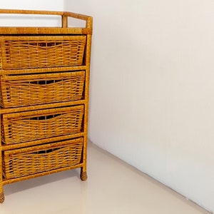 Wicker Dresser Sideboard Chest of Drawers Storage Cabinet Shelf with 4 Drawers