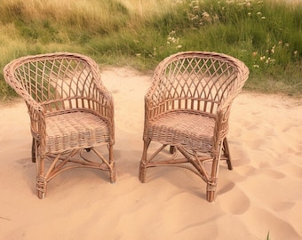 Handmade Rattan Kids Chair – Beech Wicker Boho Children's Seat