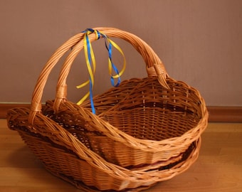 Cesto da giardino in rattan fatto a mano, grande cesto in vimini per raccogliere fiori, stile boho