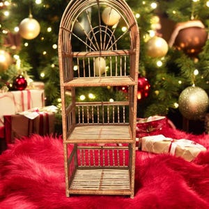 Handmade Wicker Shelf – Boho Rattan 3-Tier Bookcase, Etagere, Plant Stand & Natural Storage