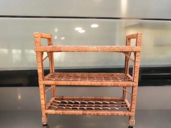 ラタン製 3段シェルフ ボヘミアンスタイル ラタン製 3段シェルフ ボヘミアンスタイル
