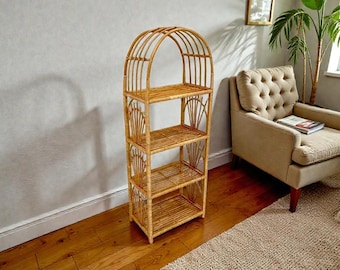Wicker Shelf Storage Organizer Bookshelf Plant Rattan Etagere Bookcase