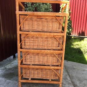 Rattan Dresser 4-Drawer | Wicker Storage Cabinet | Boho Bedroom Organizer