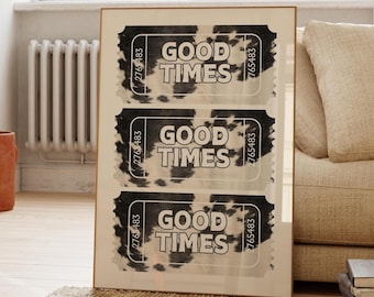 Retro Print, Good Times Ticket Print, Funky Cowhide Wall Art, Dopamine Decor