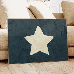 Retro Hand Drawn Star Wall Art, Digital Download Printable, Trendy Aesthetic Decor, Horizontal Print