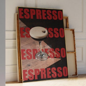 Espresso martini-kunstprint, trendy cocktailmuurkunst voor keuken- en barwagendecoratie