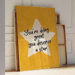 Trendy Motivational Star Wall Art, Aesthetic Home Decor, Uplifting Print for Office and Dorm Room
