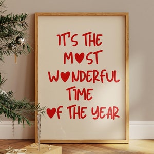 Cartaz da época mais maravilhosa do Natal - Decoração de Natal, Impressão de Feliz Natal, Arte de Parede Festiva de Natal
