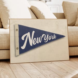 NYC Pennant Flag Poster - Retro New York Poster, Vintage Typography Print, Trendy City Wall Art