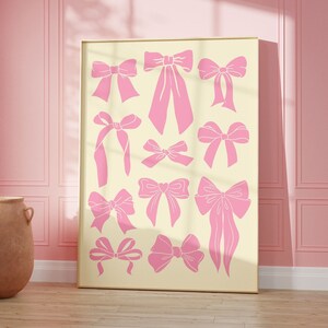 Coquette Wall Art, Trendy Pink Bows Wall Art, Coquette Room Decor, Girly Wall Art, Apartment Wall Art, College Wall Art, Aesthetic Wall Art