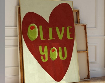 Olive You Print, Printable Kitchen Wall Art