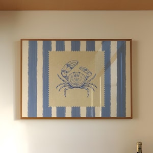 Blue Crab Coastal Art Print, Hamptons Style (Digital Download)