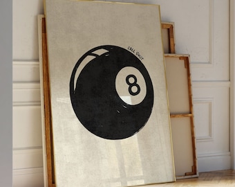 Vintage 8 Ball Poster, Trendy Bar Cart Decor (Printable)