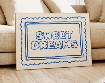 Lámina "Dulces sueños", decoración de pared para encima de la cama, póster con cita.