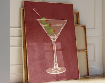 Cocktailposter, väggkonst med Dirty Martini, barvagnsdekor och inflyttningspresent