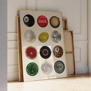 Vintage-Retro-Druck, Trendige Wandkunst, Retro-Collage-Wandkunst, Trendige Studentenwohnheim-Deko, 8-Ball-Druck