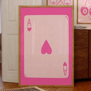 Trendy Ace of Hearts, Spielkarte Poster, trendige Retro Wandkunst, Retro trendiger ästhetischer Druck