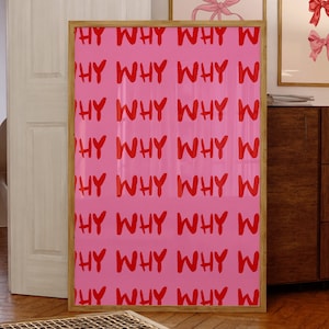 Quadro da parete con tipografia rosa, stampa con motivo WHY