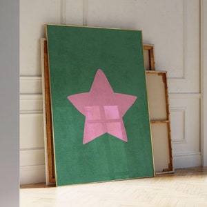 Rosa Sternenmuster, druckbare Retro-Wandkunst