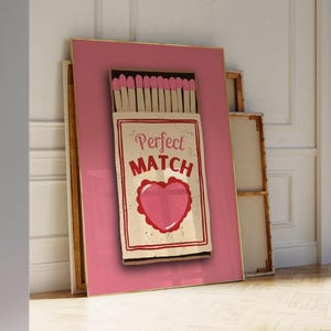 Vintage Matchbox Heart Print, Retro Wall Art (Digital Download)