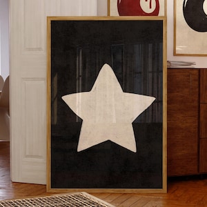 Decorazione murale retrò con stelle disegnate a mano, download digitale stampabile, arredamento di tendenza