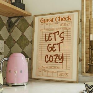 Let’s Get Cozy Guest Check Print, Fall Kitchen Wall Art