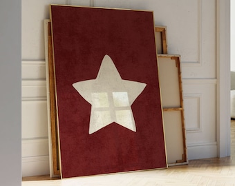 Retro Hand Drawn Star Wall Art, Digital Download Printable, Trendy Aesthetic Decor